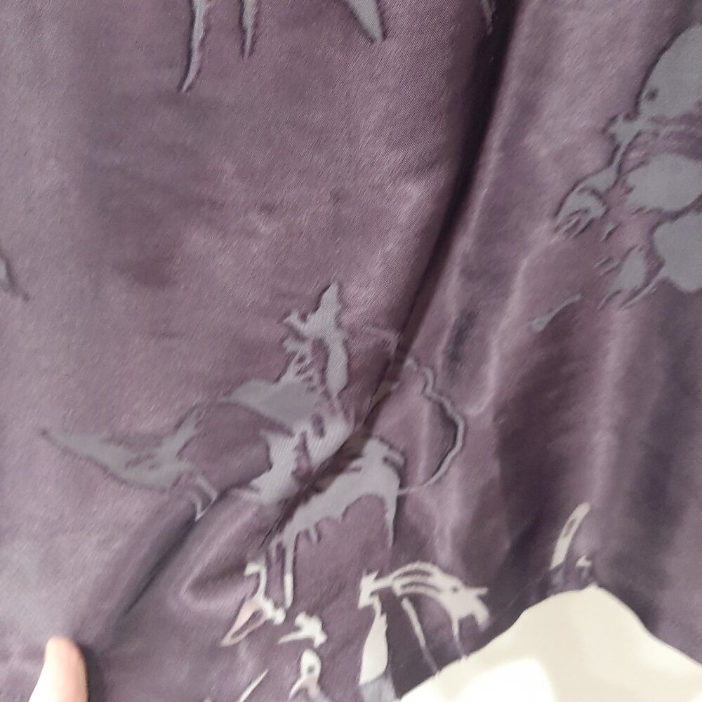 Y2k sheer silky whimsigoth purple floral minimalist festival relaxed fit blouse - Picture 7 of 11
